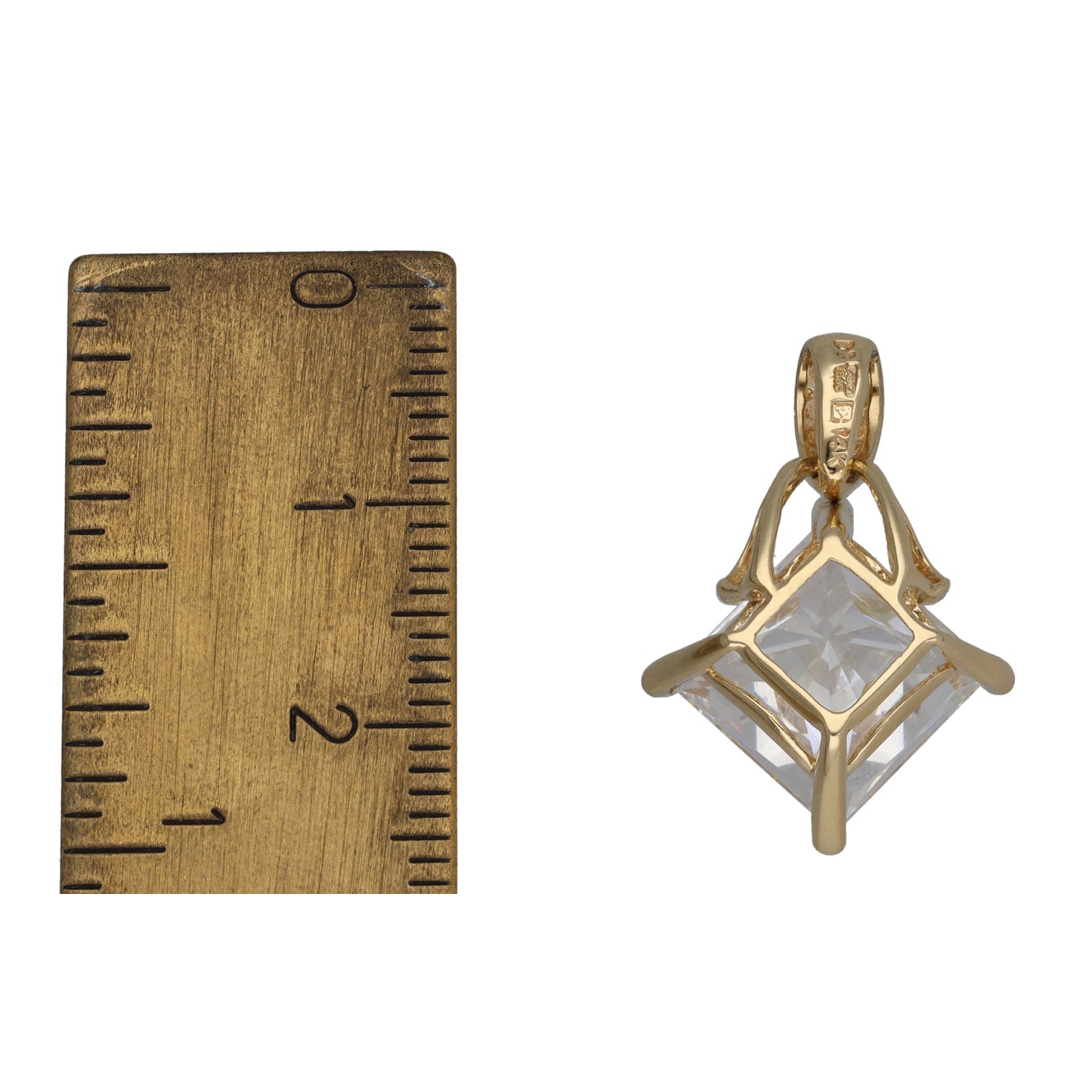 14ct Gold Cubic Zirconia Single Stone Pendant