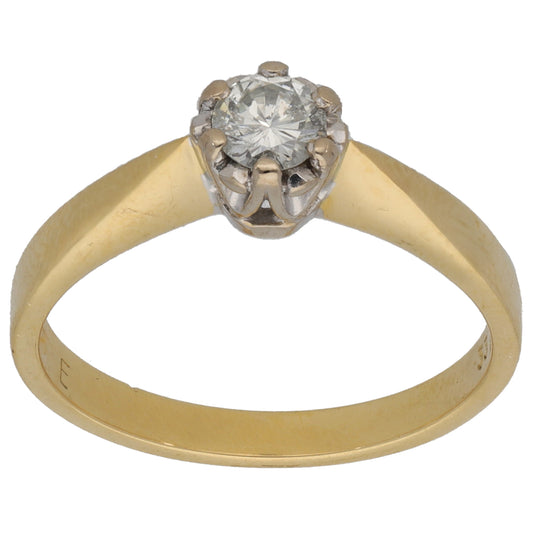18ct Gold 0.33ct Diamond Solitaire Ring Size O