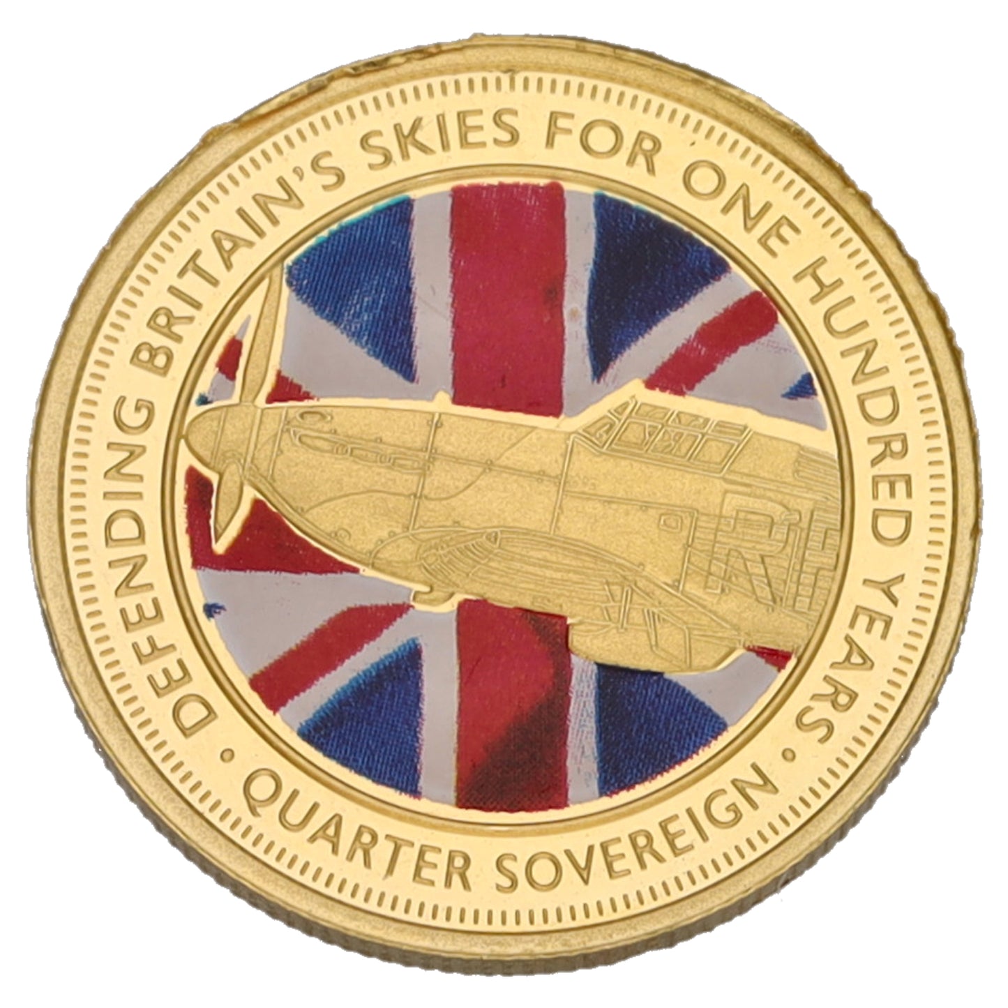 22ct Gold Defending Britain's Skies For One Hundred Years Quarter Sovereign Coin 2018