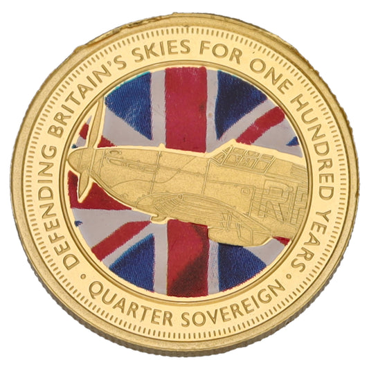 22ct Gold Defending Britain's Skies For One Hundred Years Quarter Sovereign Coin 2018