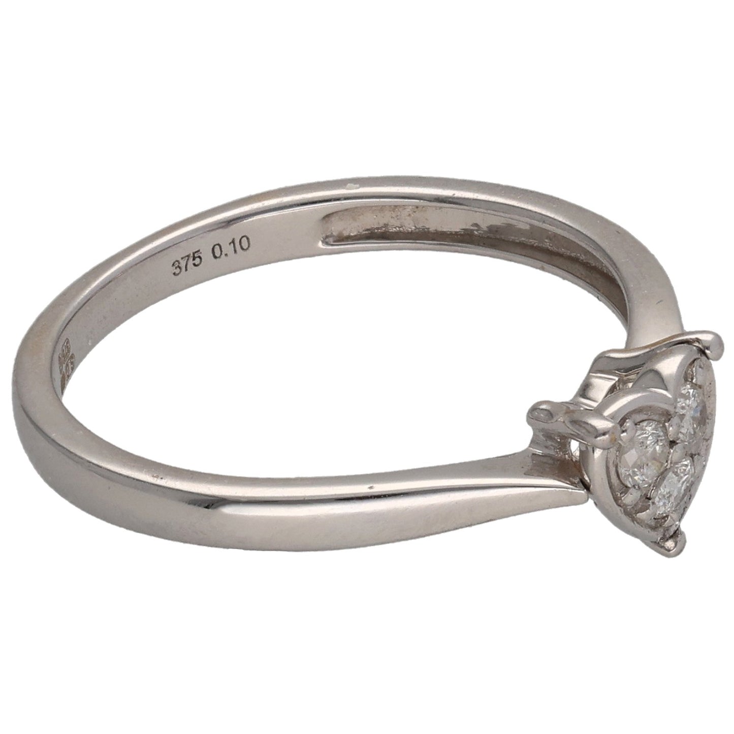 9ct White Gold 0.10ct Diamond Three Stone Ring Size M