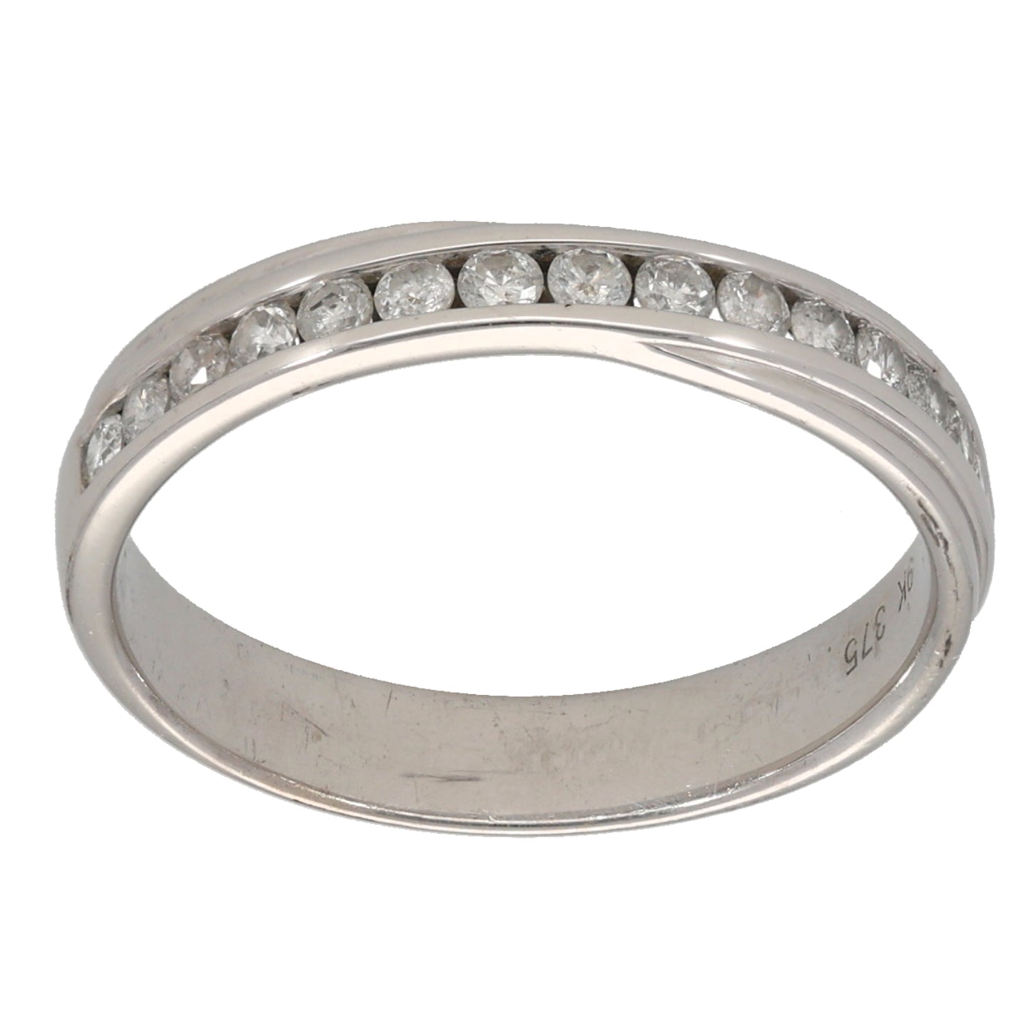 9ct White Gold 0.15ct Diamond Half Eternity Ring Size N