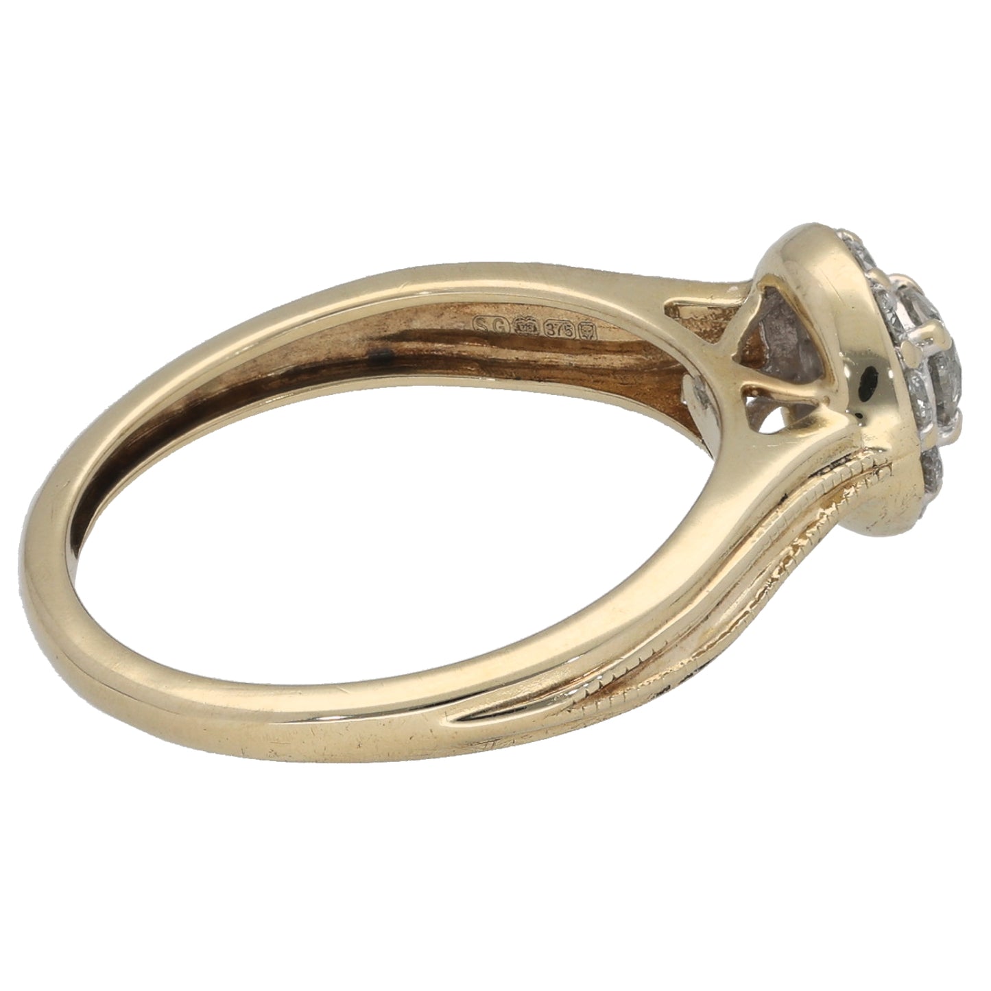 9ct Gold 0.40ct Diamond Halo Ring Size L