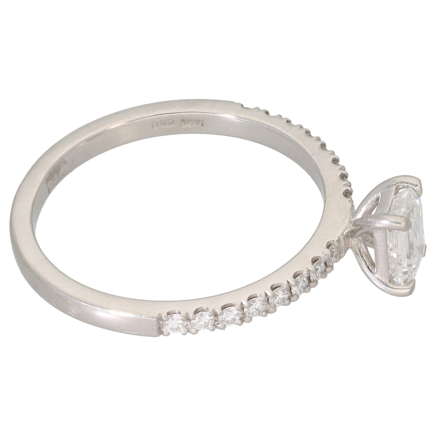 Platinum 1.02ct Diamond Solitaire Ring With Accent Stones Size Q