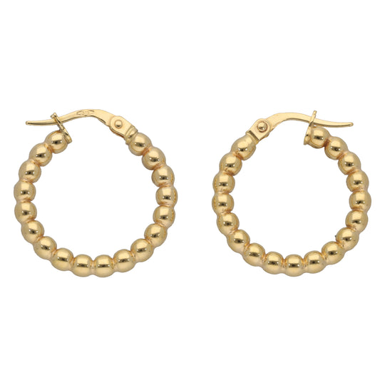 New 9ct Gold Bead Hoop Earrings