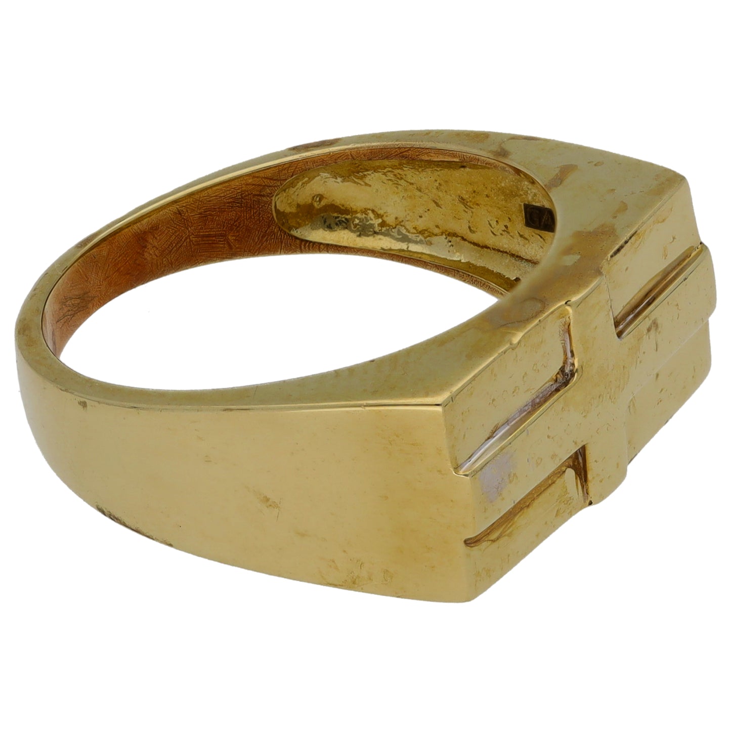 9ct Gold Patterned Signet Ring Size P