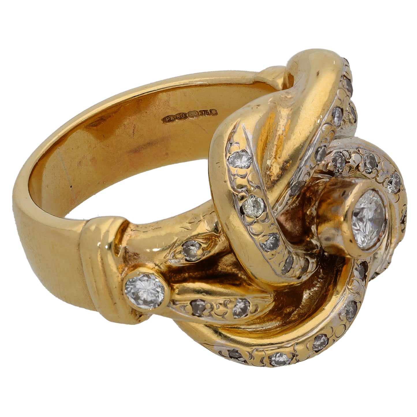 9ct Gold 1.07ct Diamond Knot Ring Size W