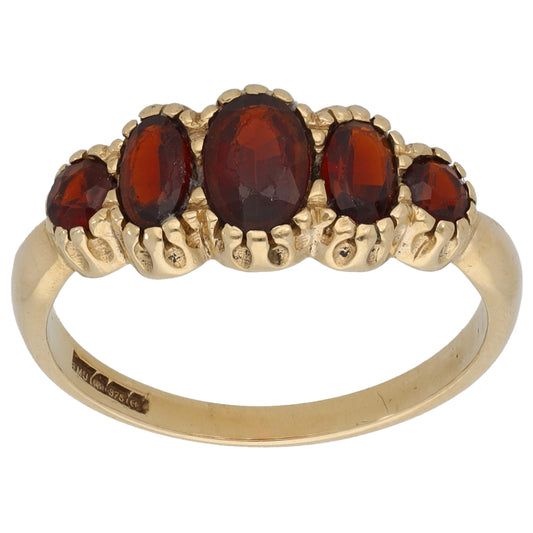 9ct Gold Garnet Dress/Cocktail Ring Size N