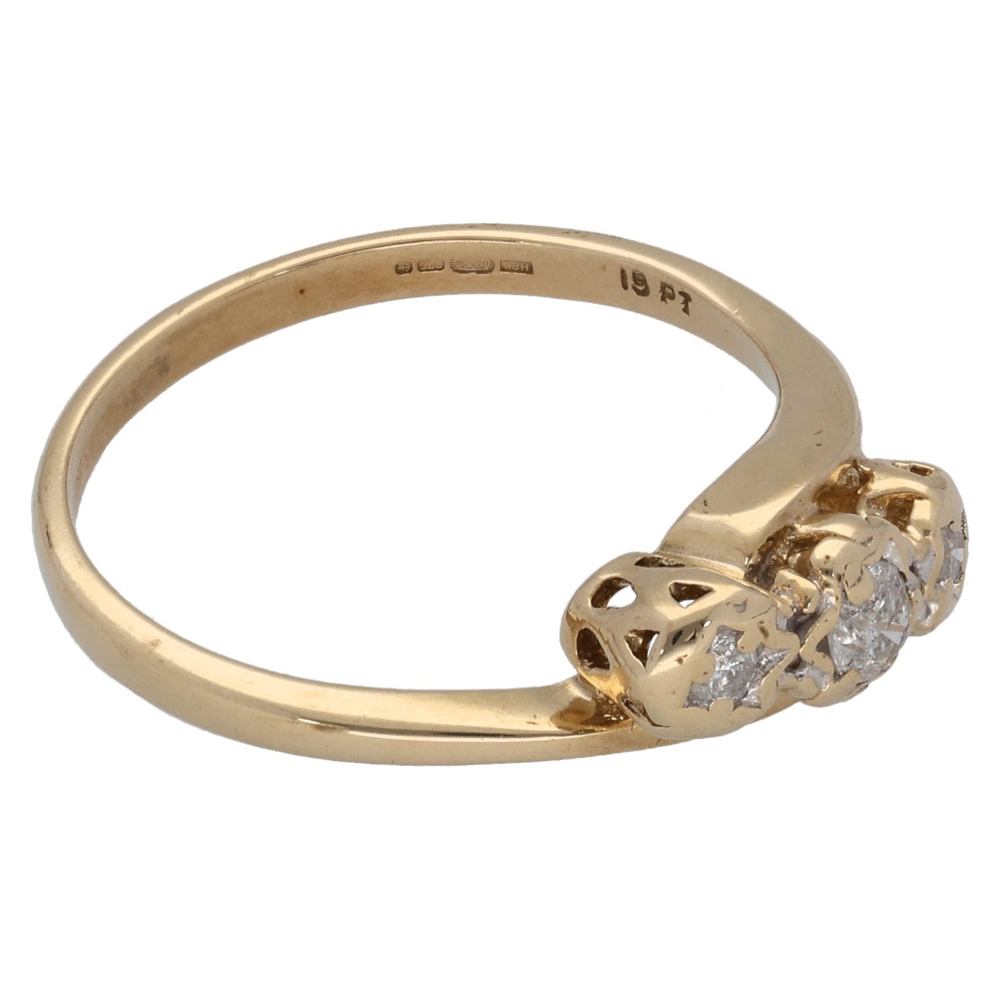 9ct Gold 0.15ct Diamond Trilogy Ring Size M