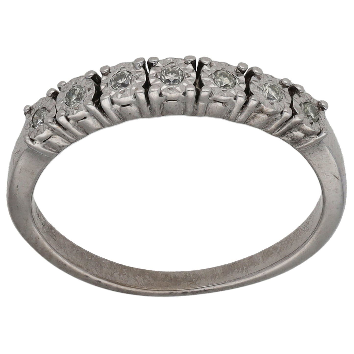 9ct White Gold 0.07ct Diamond Half Eternity Ring Size K