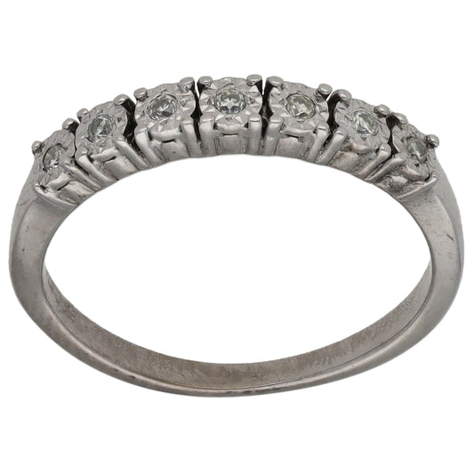 9ct White Gold 0.07ct Diamond Half Eternity Ring Size K