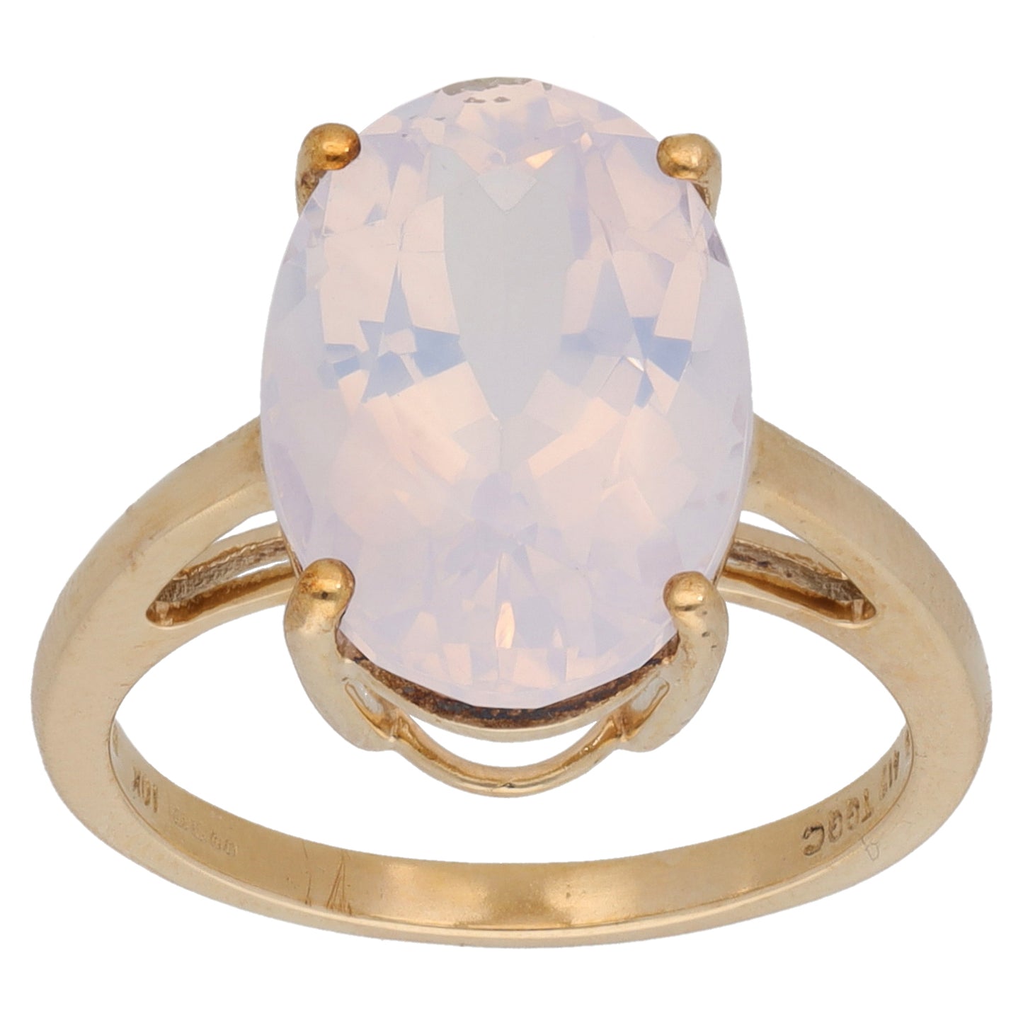 9ct Gold Rose Quartz Single Stone Ring Size L