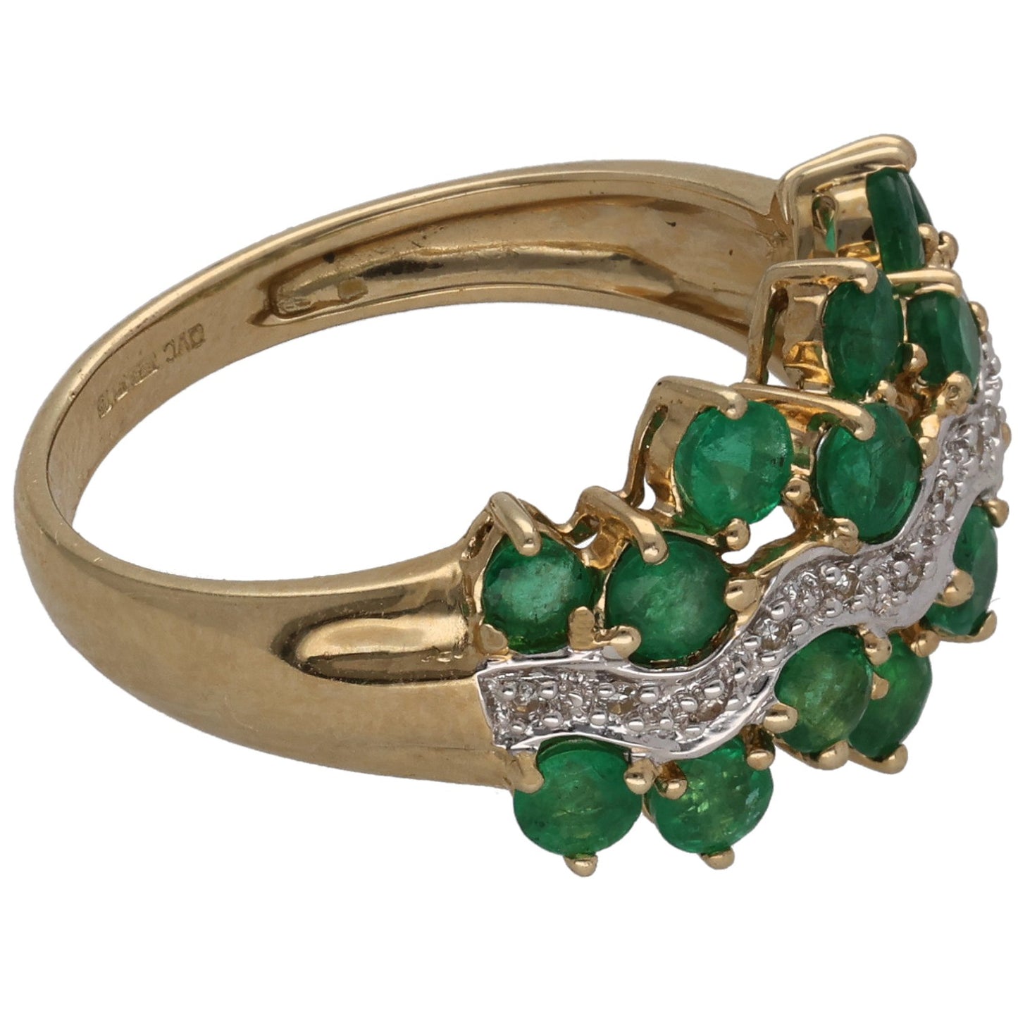 9ct Gold Emerald & 0.06ct Diamond Dress/Cocktail Ring Size Q