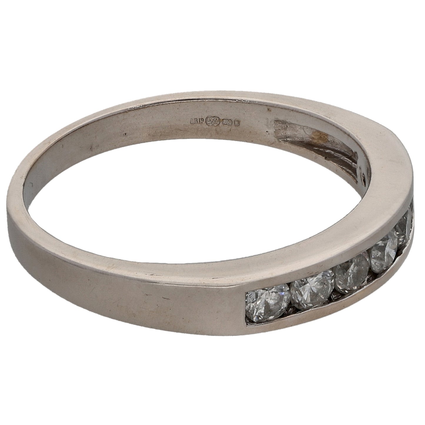 18ct White Gold 0.50ct Diamond Half Eternity Ring Size P