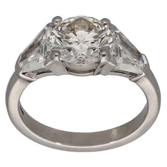 Platinum 2.95ct Diamond Trilogy Ring Size L