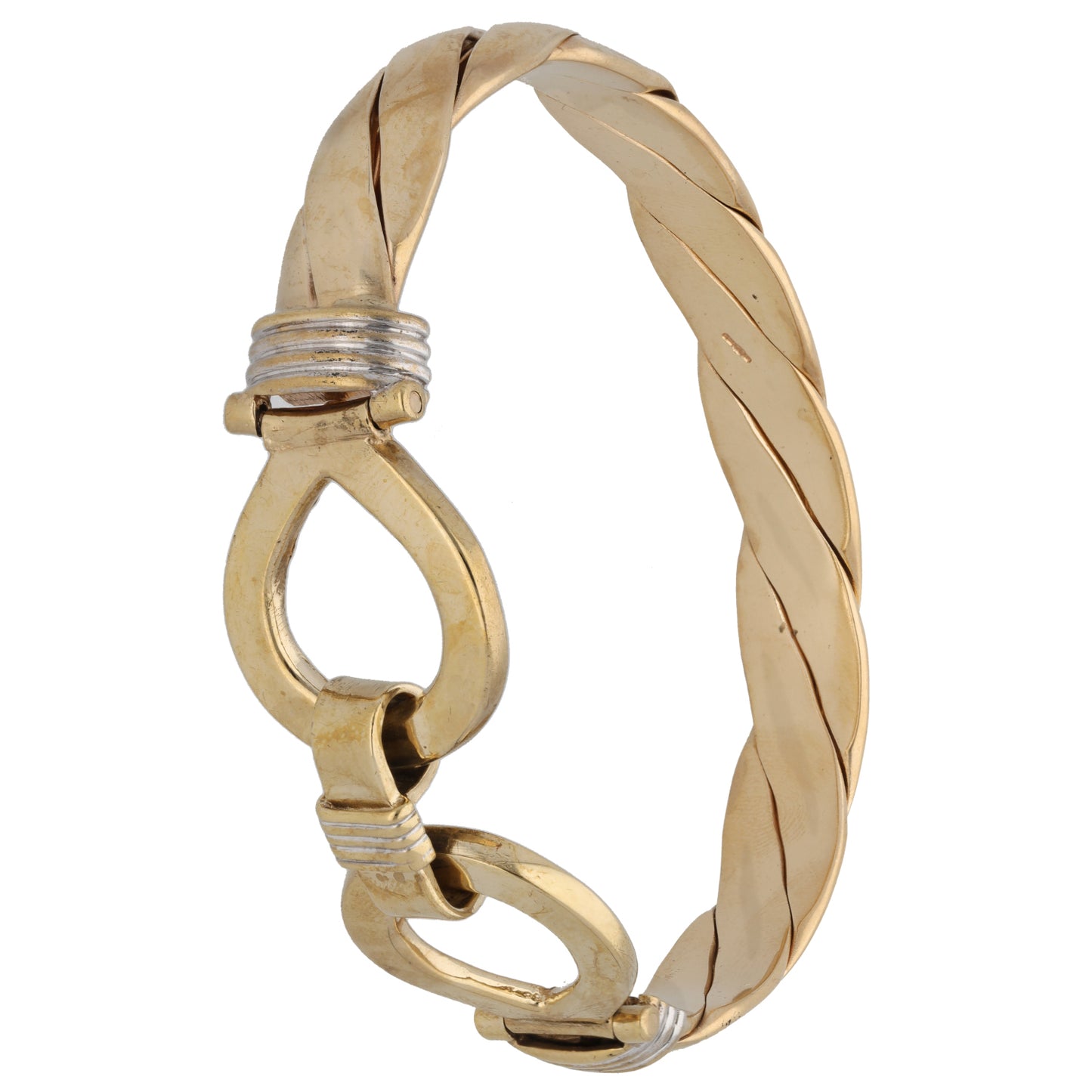 9ct Bi-Colour Gold Hinged/Clasp Bangle