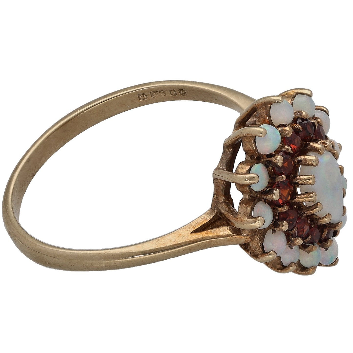 9ct Gold Opal & Garnet Dress/Cocktail Ring Size O