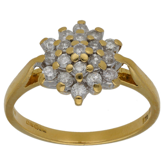 18ct Gold 0.50ct Diamond Cluster Ring Size N