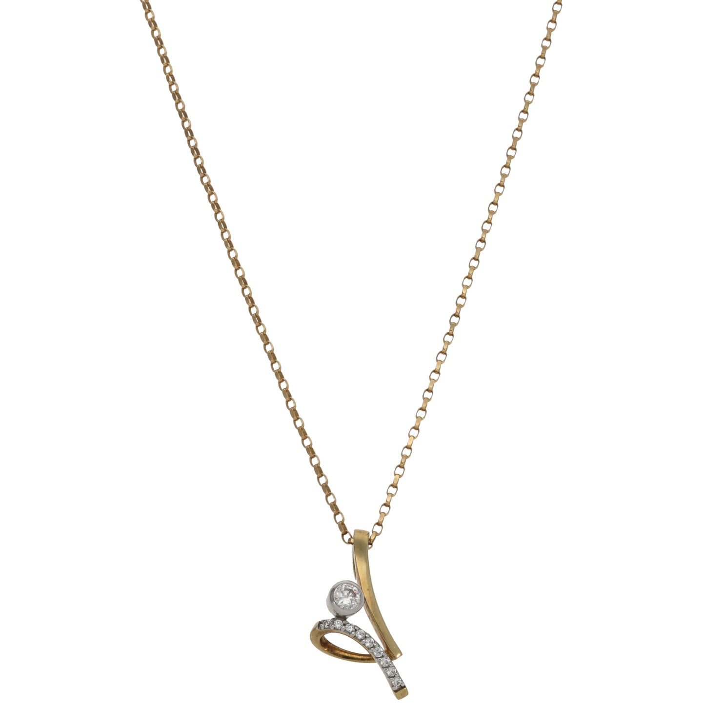 9ct Gold Cubic Zirconia Dress/Cocktail Pendant With Chain