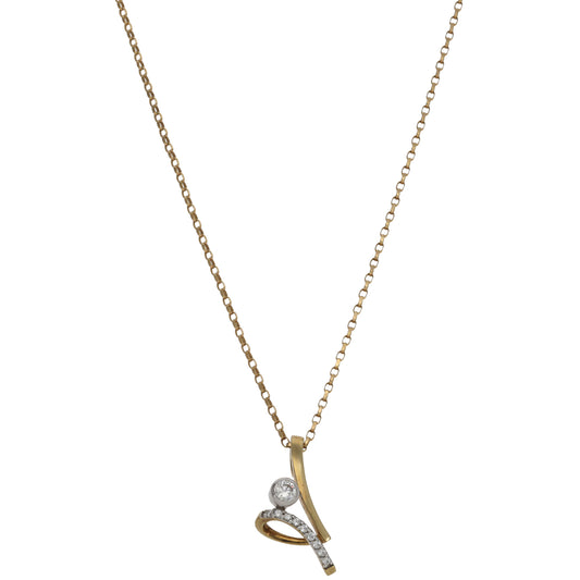 9ct Gold Cubic Zirconia Dress/Cocktail Pendant With Chain