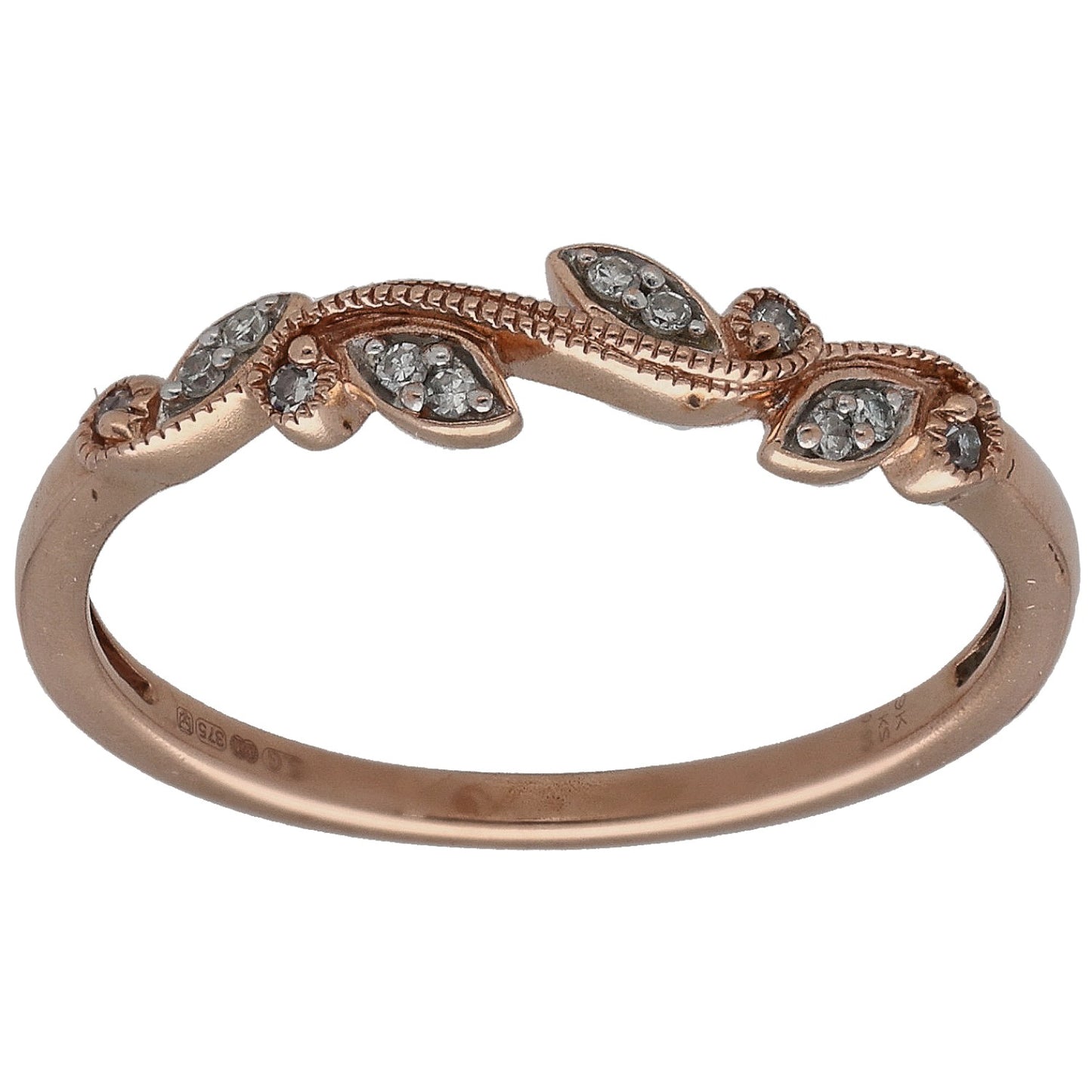 9ct Rose Gold 0.06ct Diamond Half Eternity Ring Size P