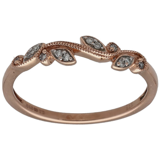 9ct Rose Gold 0.06ct Diamond Half Eternity Ring Size P