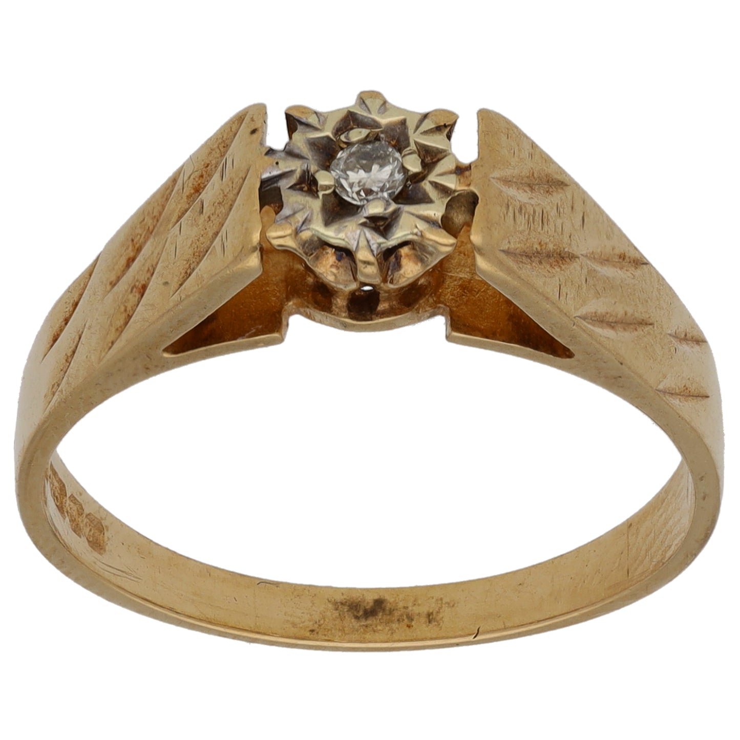 9ct Gold 0.02ct Diamond Solitaire Ring Size Q