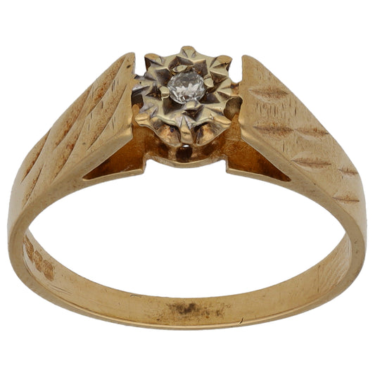 9ct Gold 0.02ct Diamond Solitaire Ring Size Q