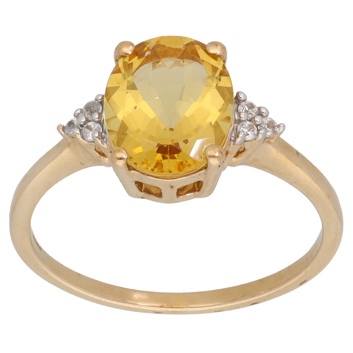 9ct Gold Beryl & Imitation Gems Single Stone Ring with Accent Stones Size P