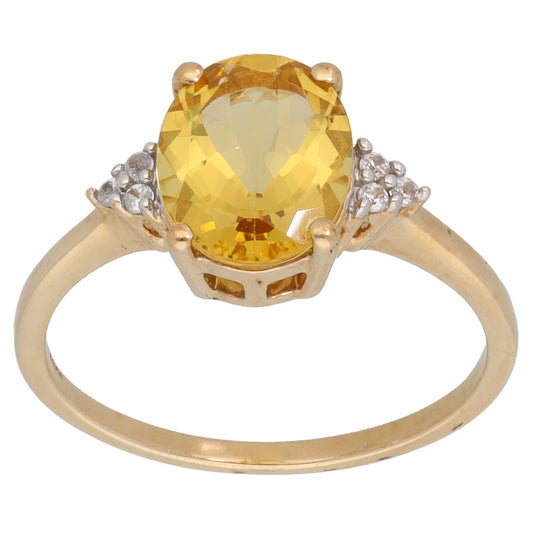 9ct Gold Beryl & Imitation Gems Single Stone Ring with Accent Stones Size P