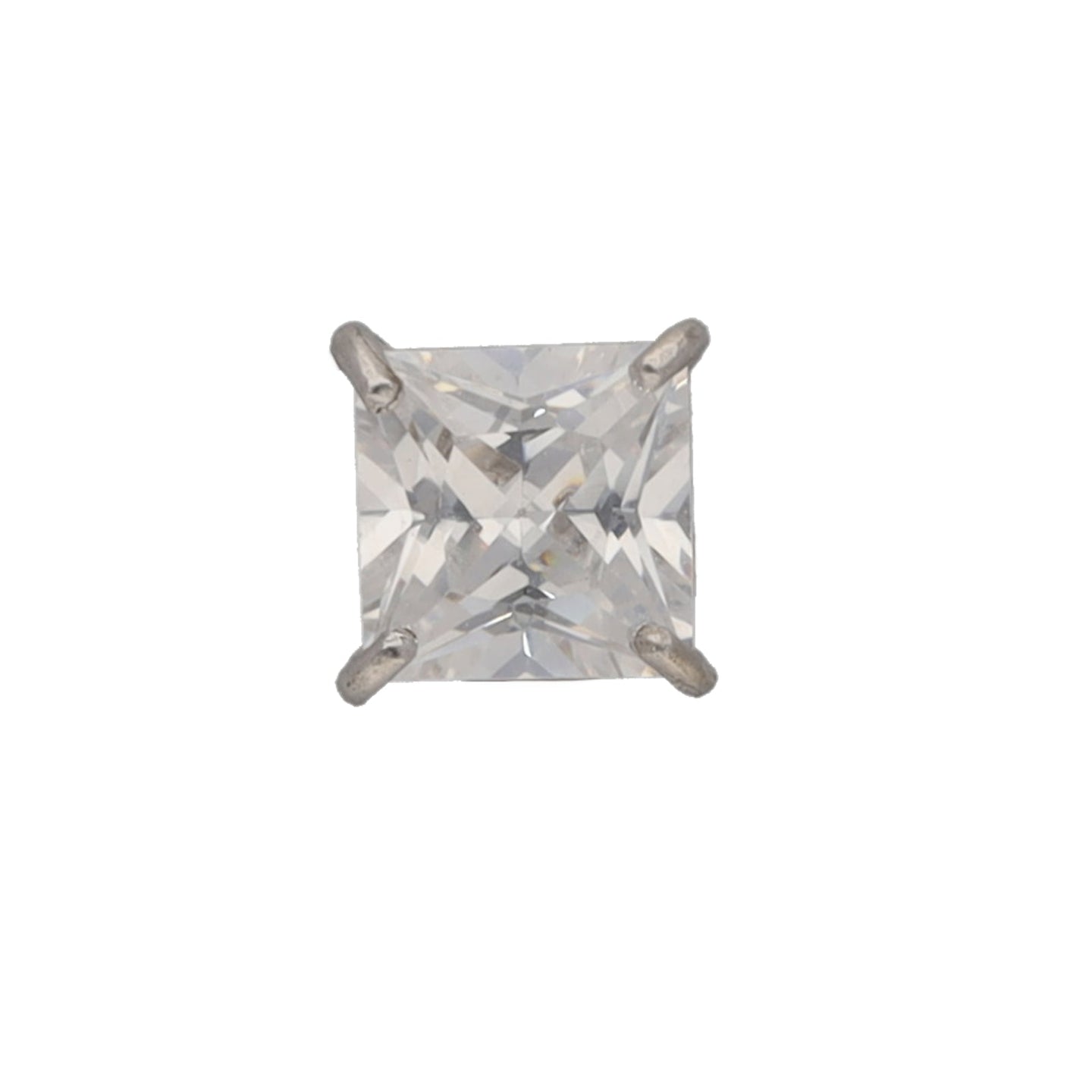 9ct White Gold Cubic Zirconia Square Stud Earring
