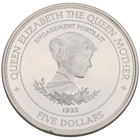 Sterling Silver Queen Elizabeth The Queen Mother Five Dollars Coin 1994