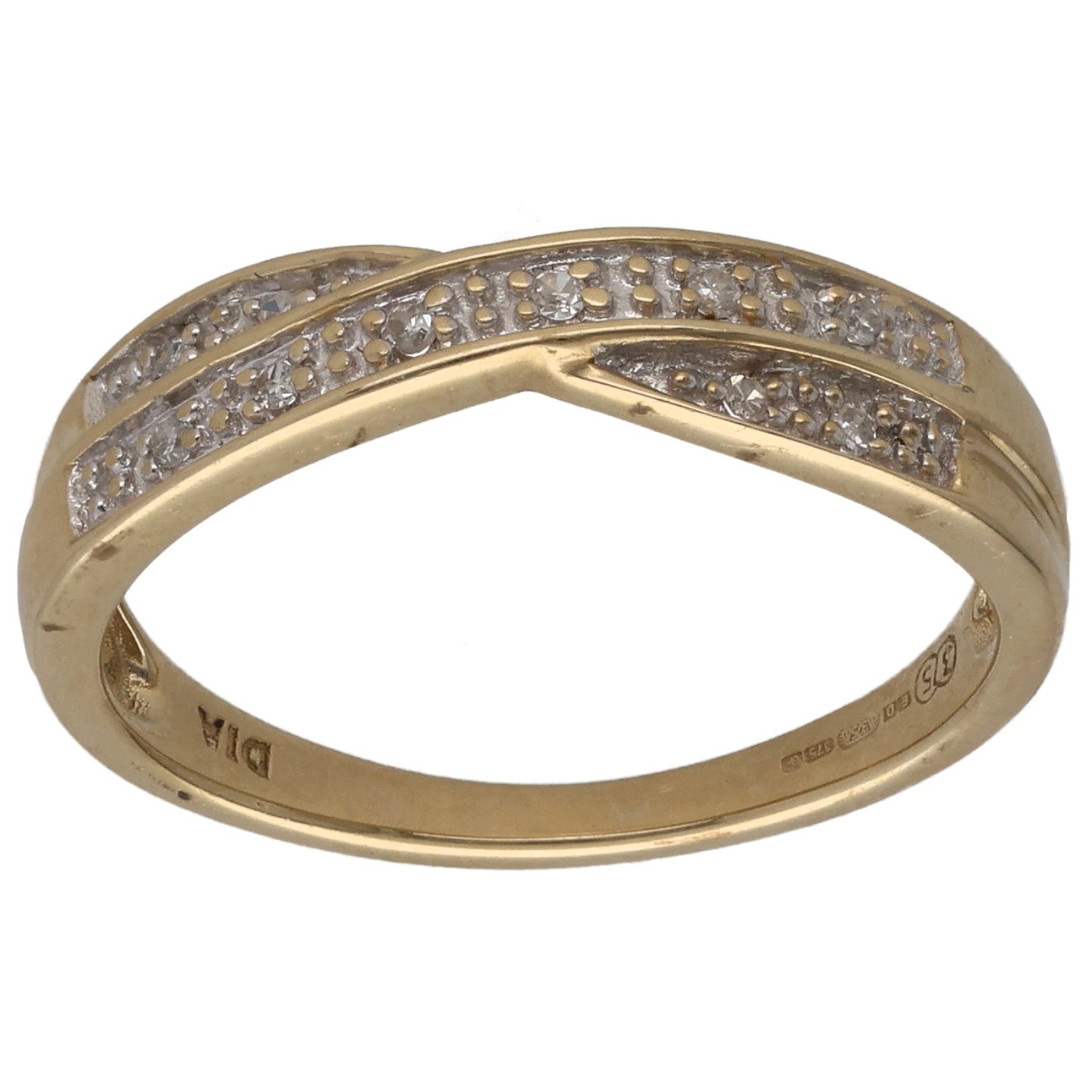 9ct Gold 0.05ct Diamond Dress/Cocktail Ring Size M