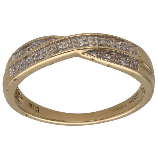 9ct Gold 0.05ct Diamond Dress/Cocktail Ring Size M