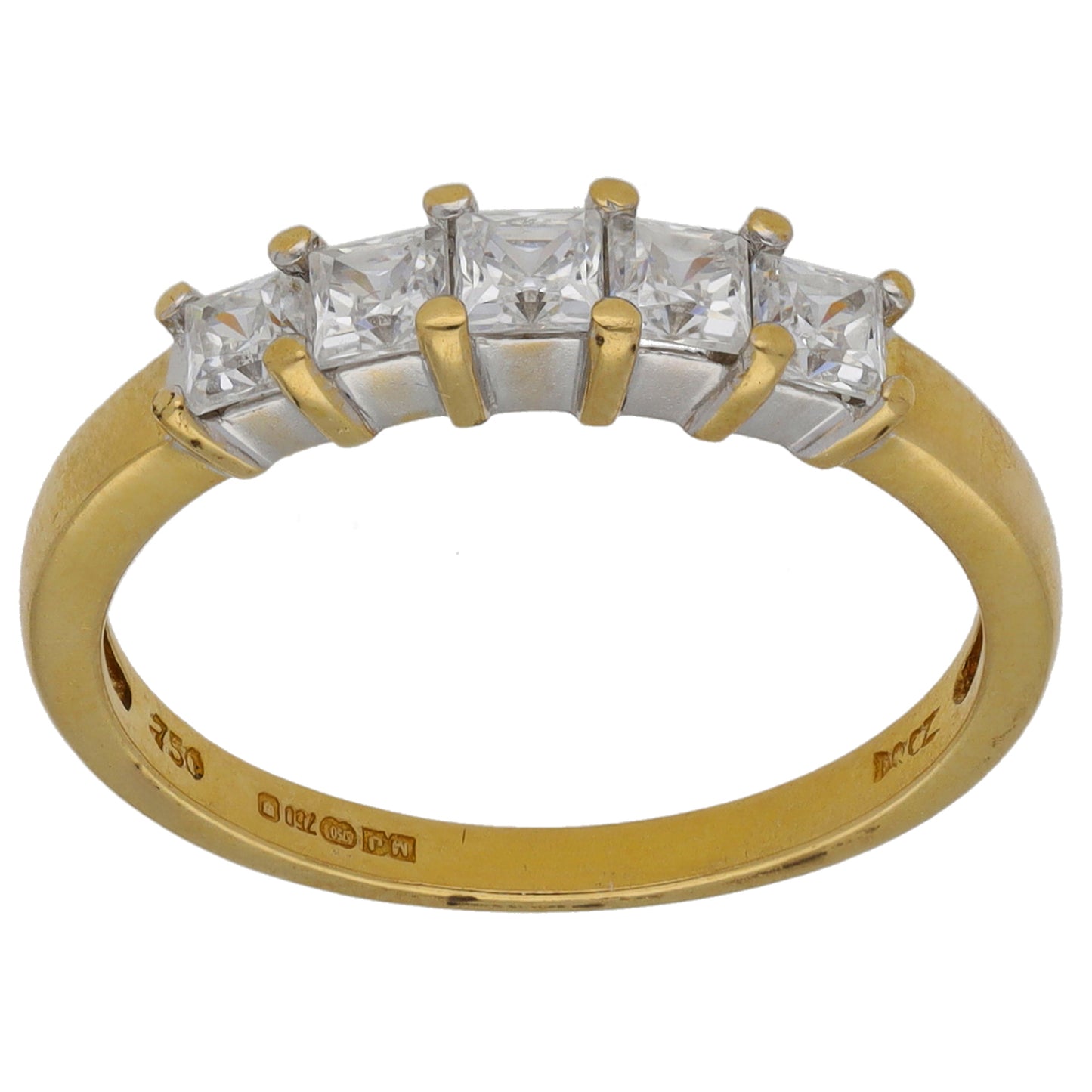 18ct Gold Cubic Zirconia Half Eternity Ring Size M