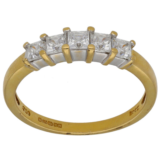 18ct Gold Cubic Zirconia Half Eternity Ring Size M