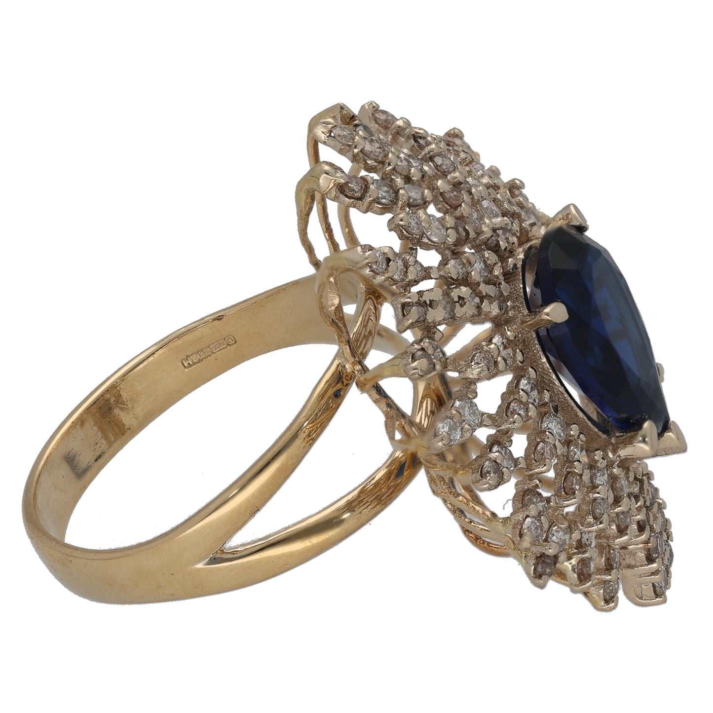 14ct Gold 1.35ct Diamond & Imitation Dress/Cocktail Ring Size R