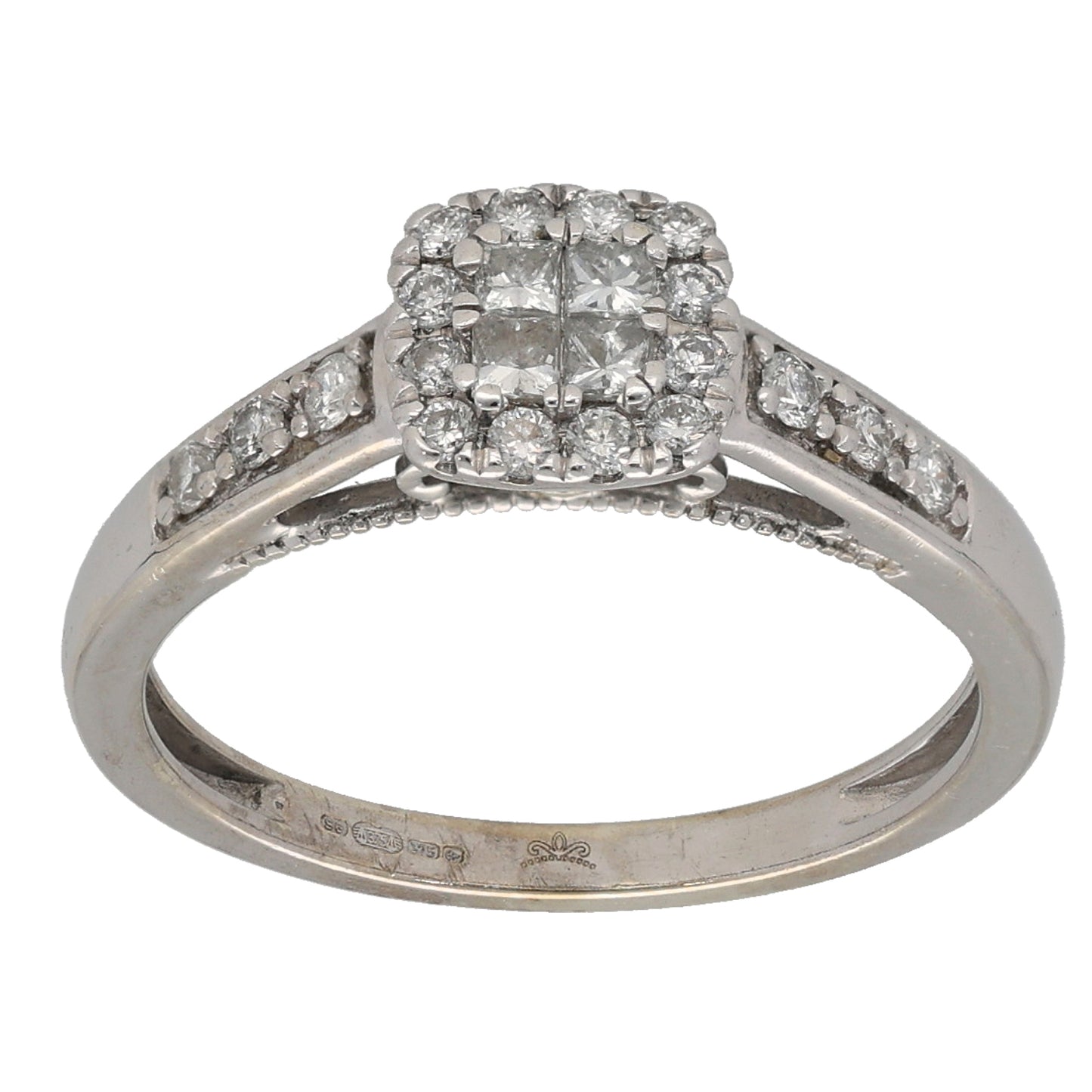 9ct White Gold 0.41ct Diamond Dress/Cocktail Ring Size L