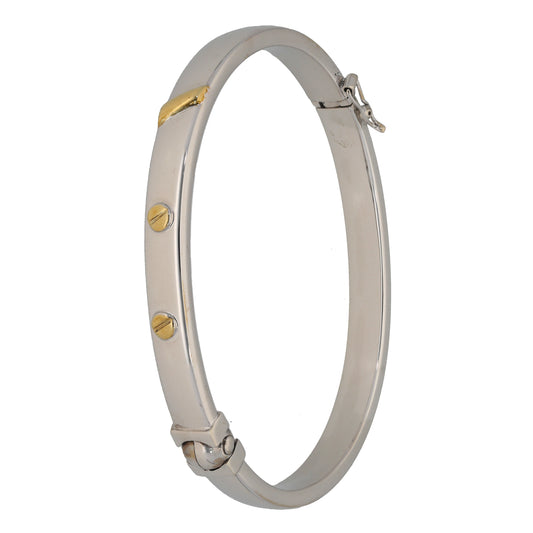 9ct White Gold Hinged/Clasp Bangle