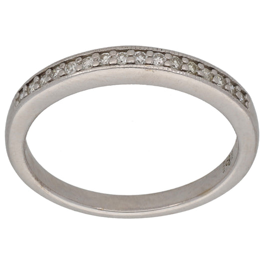 9ct White Gold 0.115ct Diamond Half Eternity Ring Size L