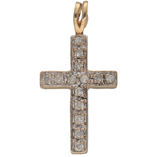 9ct Gold 0.14ct Diamond Cross Pendant