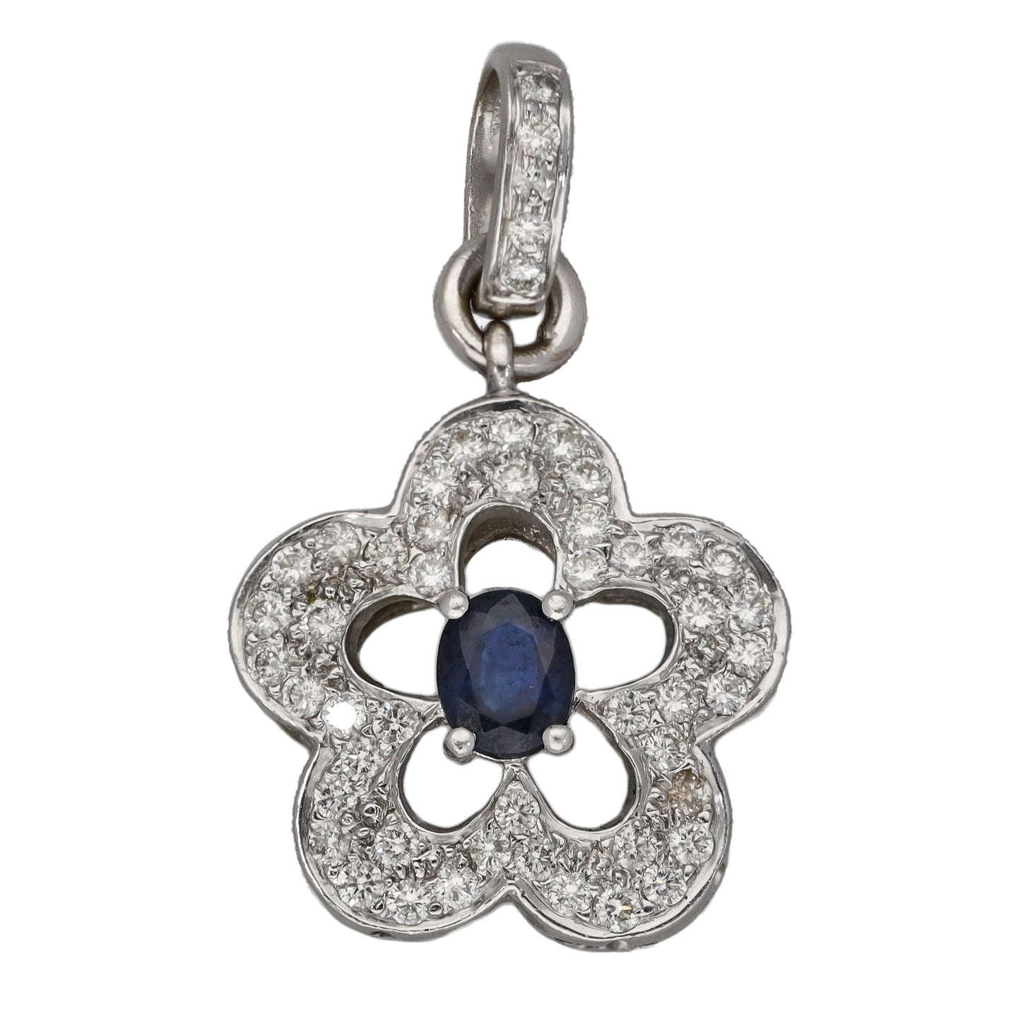 18ct White Gold Sapphire & 0.50ct Diamond Dress/Cocktail Pendant