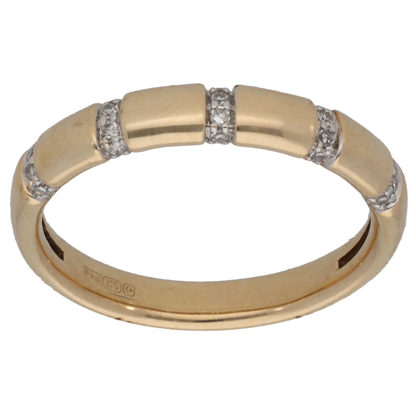 9ct Gold 0.10ct Diamond Half Eternity Ring Size O