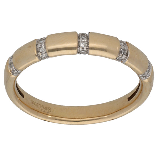 9ct Gold 0.10ct Diamond Half Eternity Ring Size O