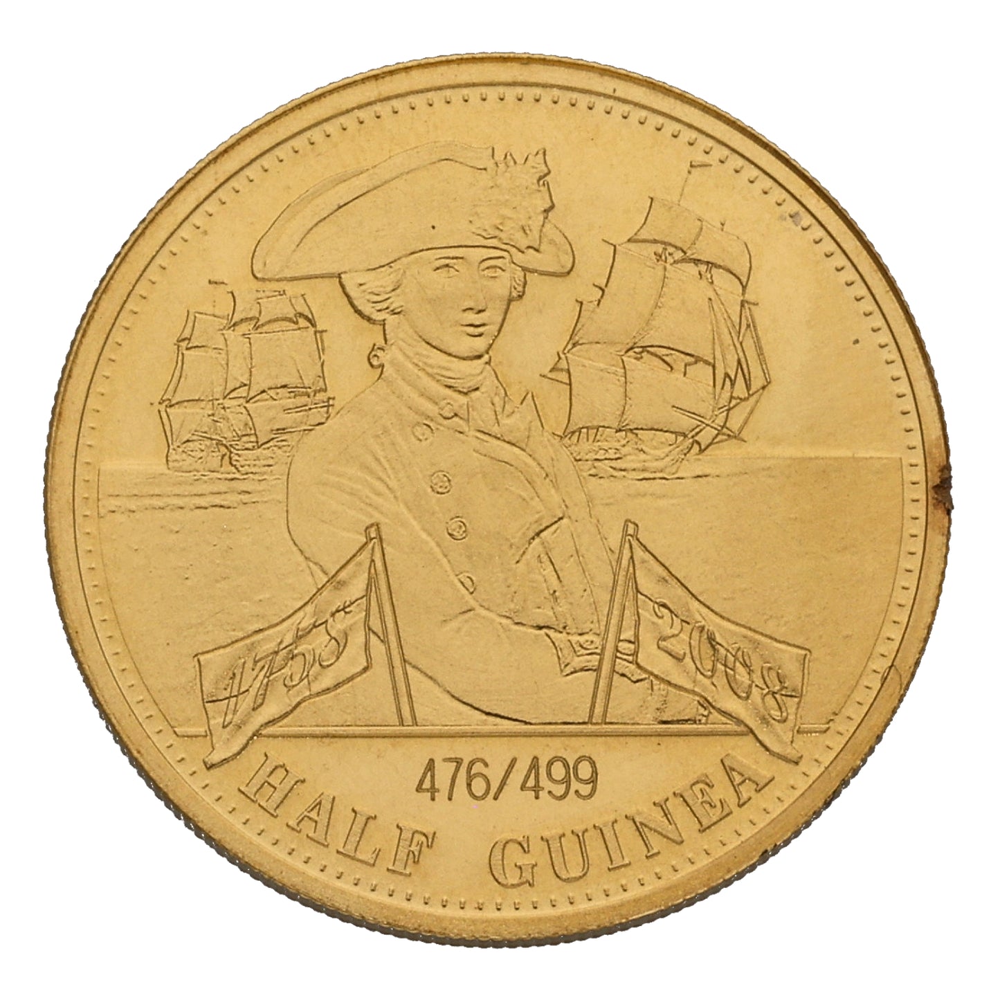 22ct Gold Queen Elizabeth II Half Guinea Coin 2008