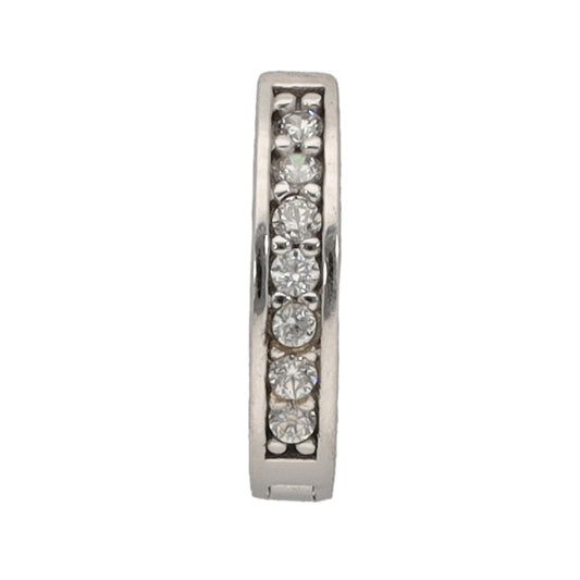 New 9ct White Gold Cubic Zirconia Single Hoop Earring