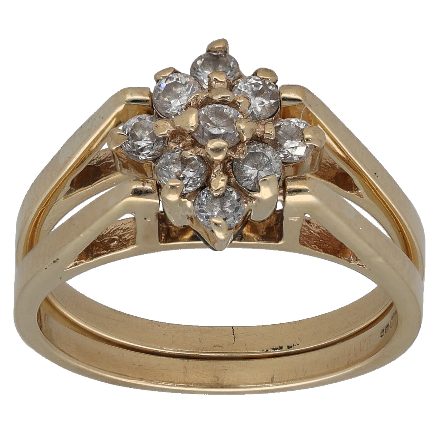 9ct Gold Sapphire & Cubic Zirconia Dress/Cocktail Ring Size L