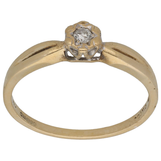 9ct Gold 0.08ct Diamond Solitaire Ring Size O