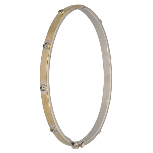 9ct White Gold Cubic Zirconia Hinged/Clasp Bangle