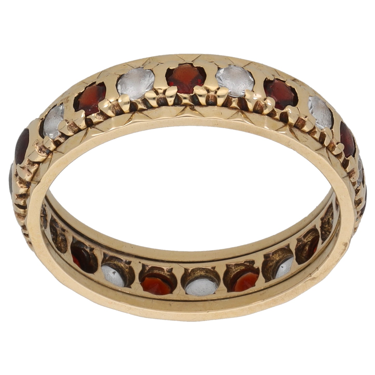 9ct Gold Imitation Gems Eternity Ring Size N